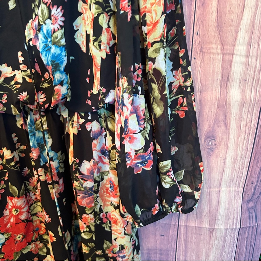 Betsey Johnson Black Sundress with Bishop Sleeves and V-Neck - Picture 4 of 13